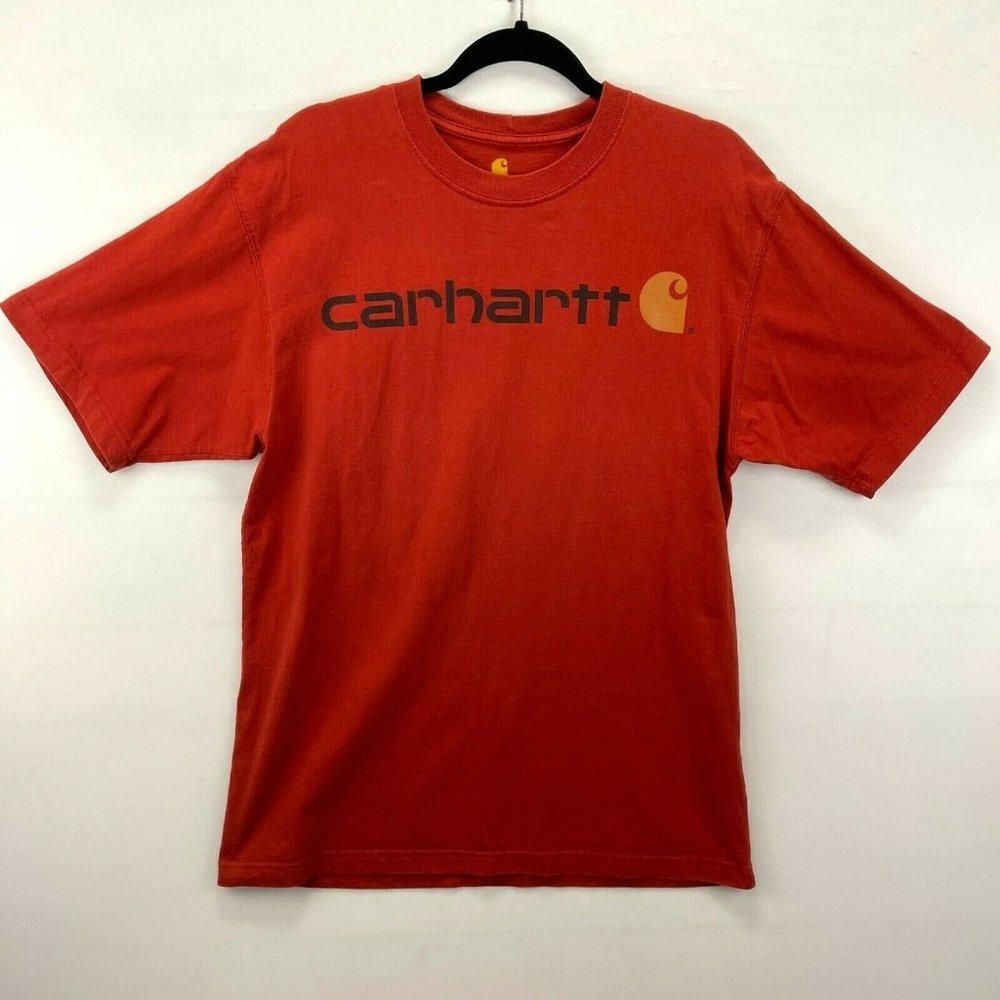 Carhartt Mens Graphic T Shirt Orange Short Sleeve Original Cotton Blend Size M